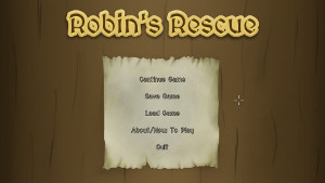 A screenshot of Robin's Rescue's main menu
